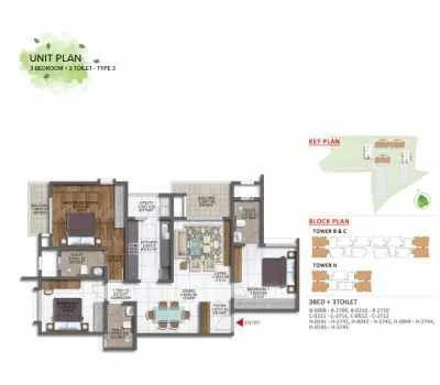 3 BHK floor plan (blurred preview)